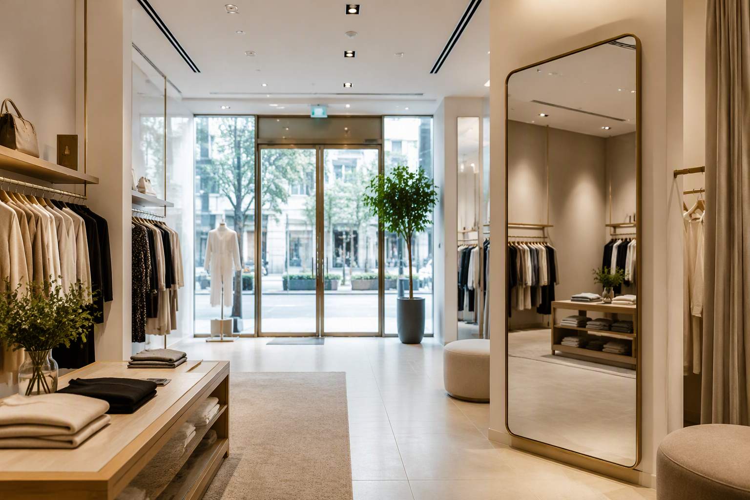 服装店更衣镜正对店门是否合适